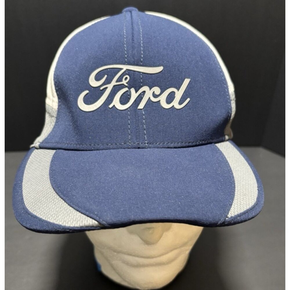 Cap Fitted L/XL Ford Motor Co.  Blue Gray White. Pre Owned.